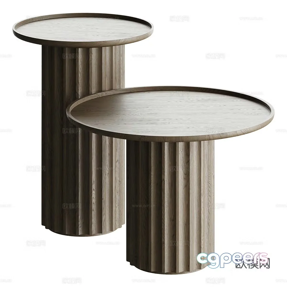 New Chinese-style solid wood edge table round table 3D model