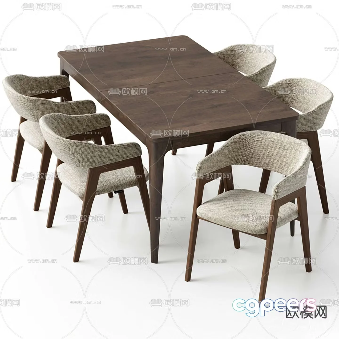 Deephouse dining table and chairs 3d model