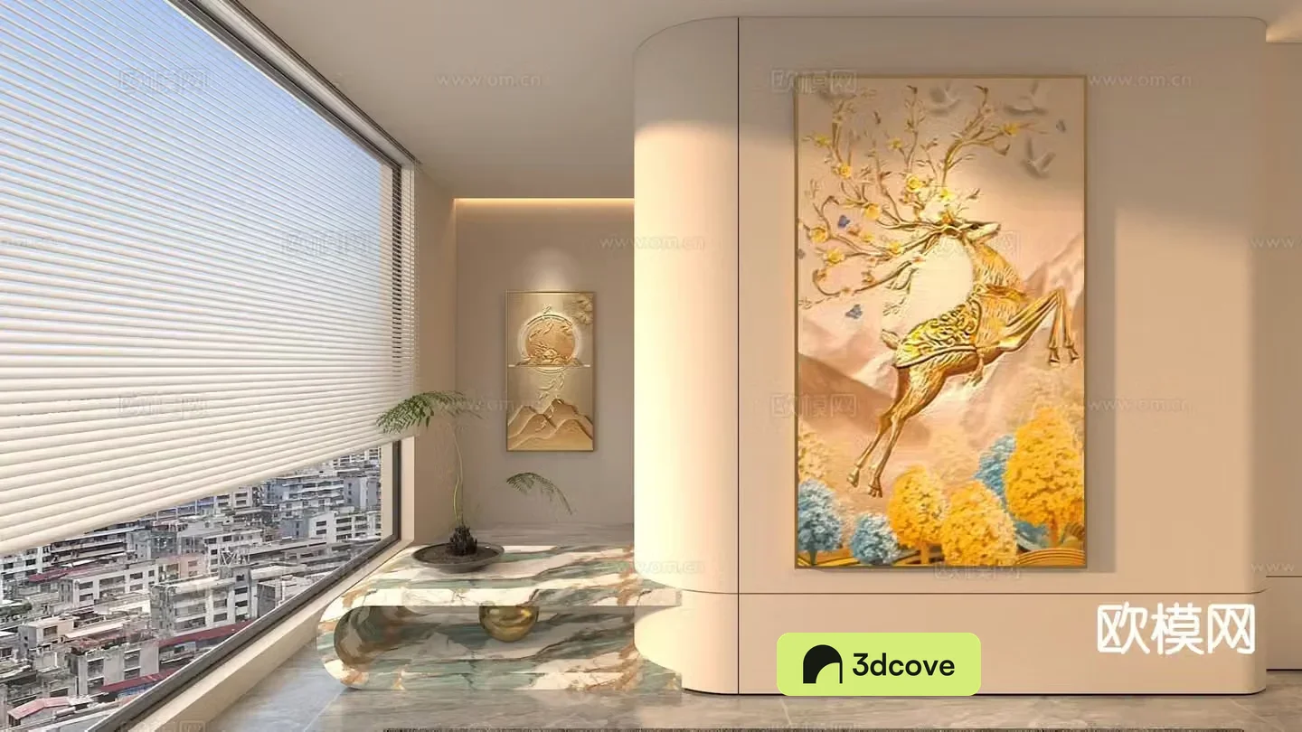 Modern entrance hall painting golden deer sending wealth hanging painting decorative painting