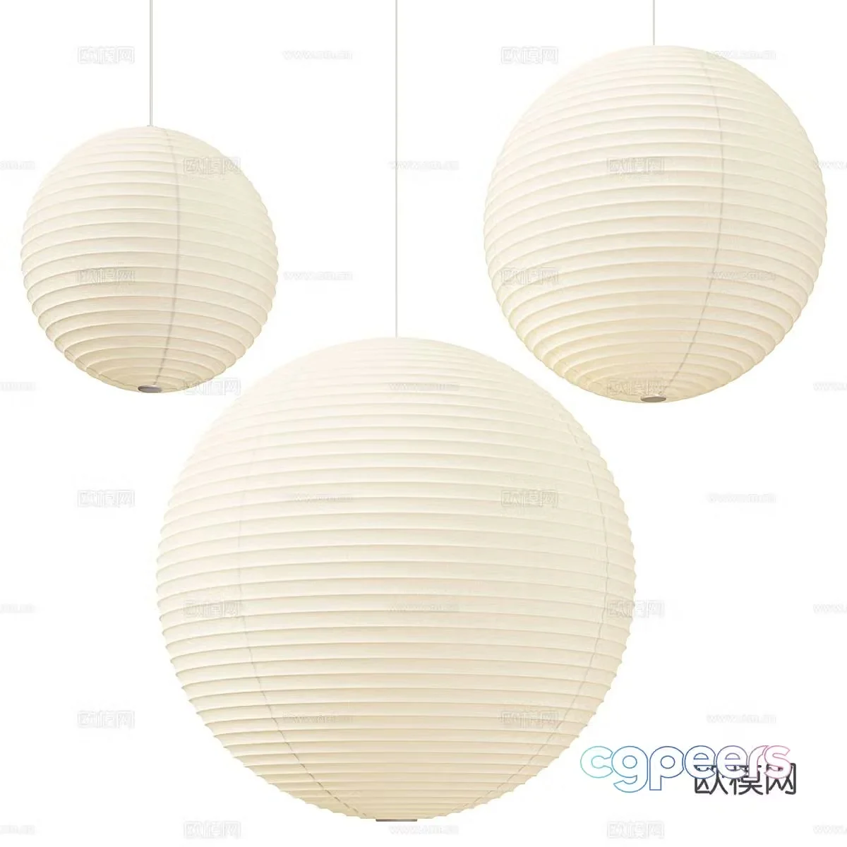 New Chinese style Vitra Akari decorative chandelier 3d model