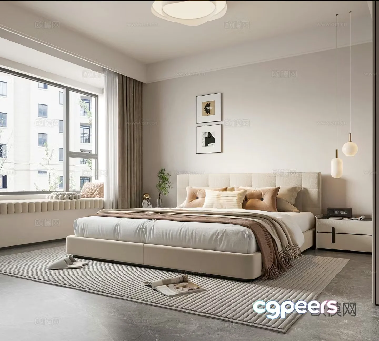Cream style bedroom master bedroom 3d model