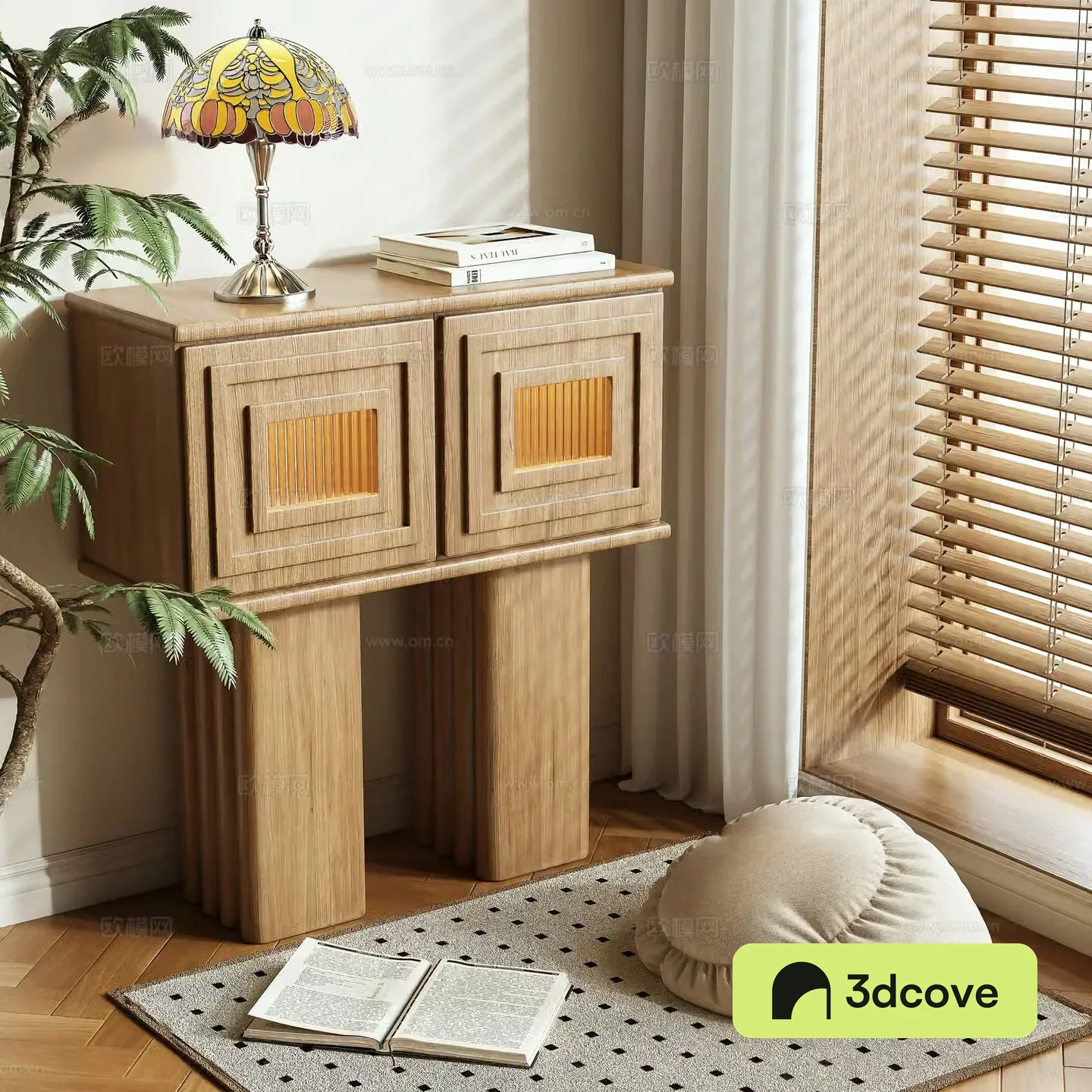 Log style entrance cabinet and side cabinet