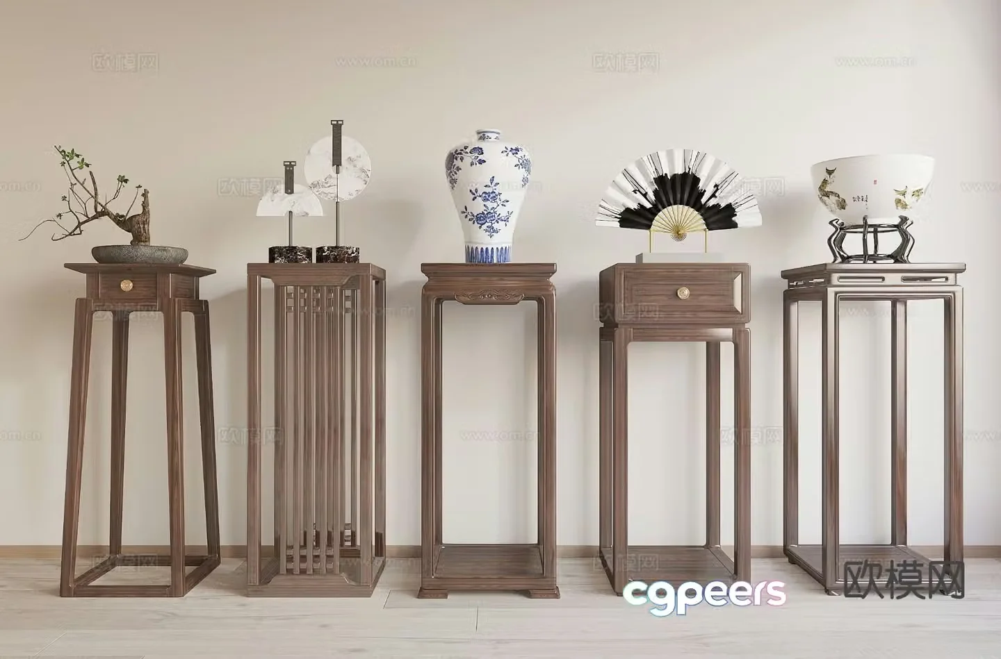 New Chinese style flower table flower stand 3d model