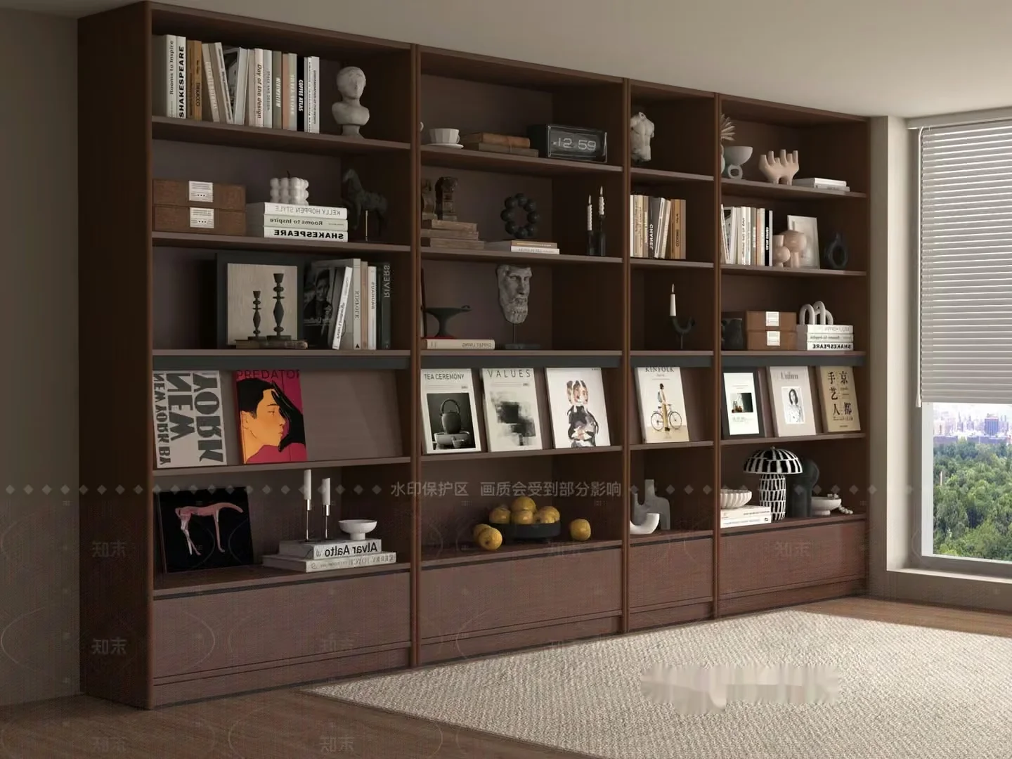 A Large Bookshelf 3D Model – 17740 – VRAY Render