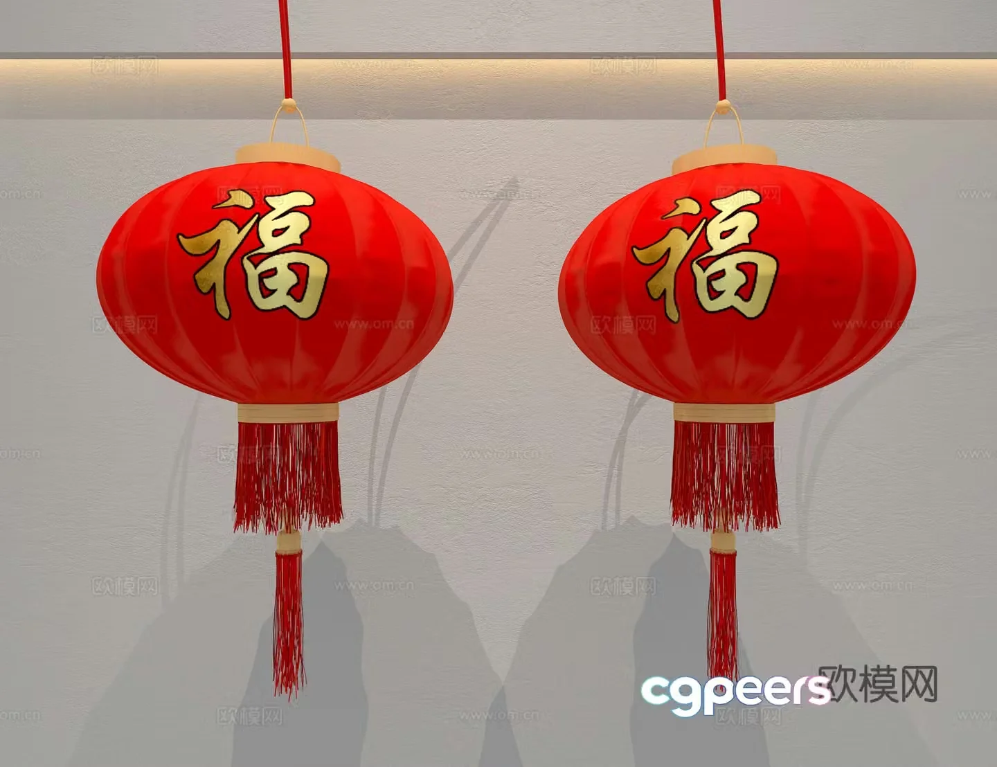 Chinese red lantern 3d model