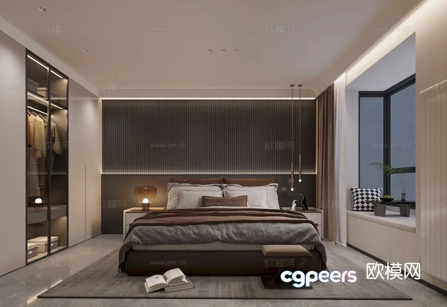 Modern minimalist bedroom master bedroom 3d model