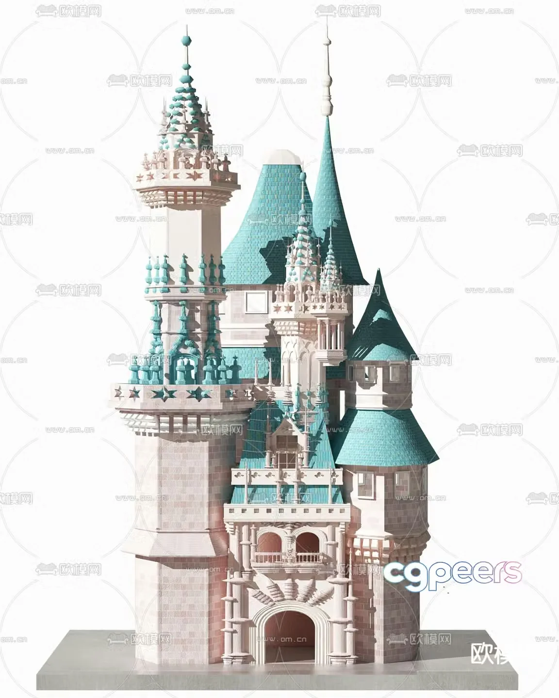 Modern building block castle toy 3d model