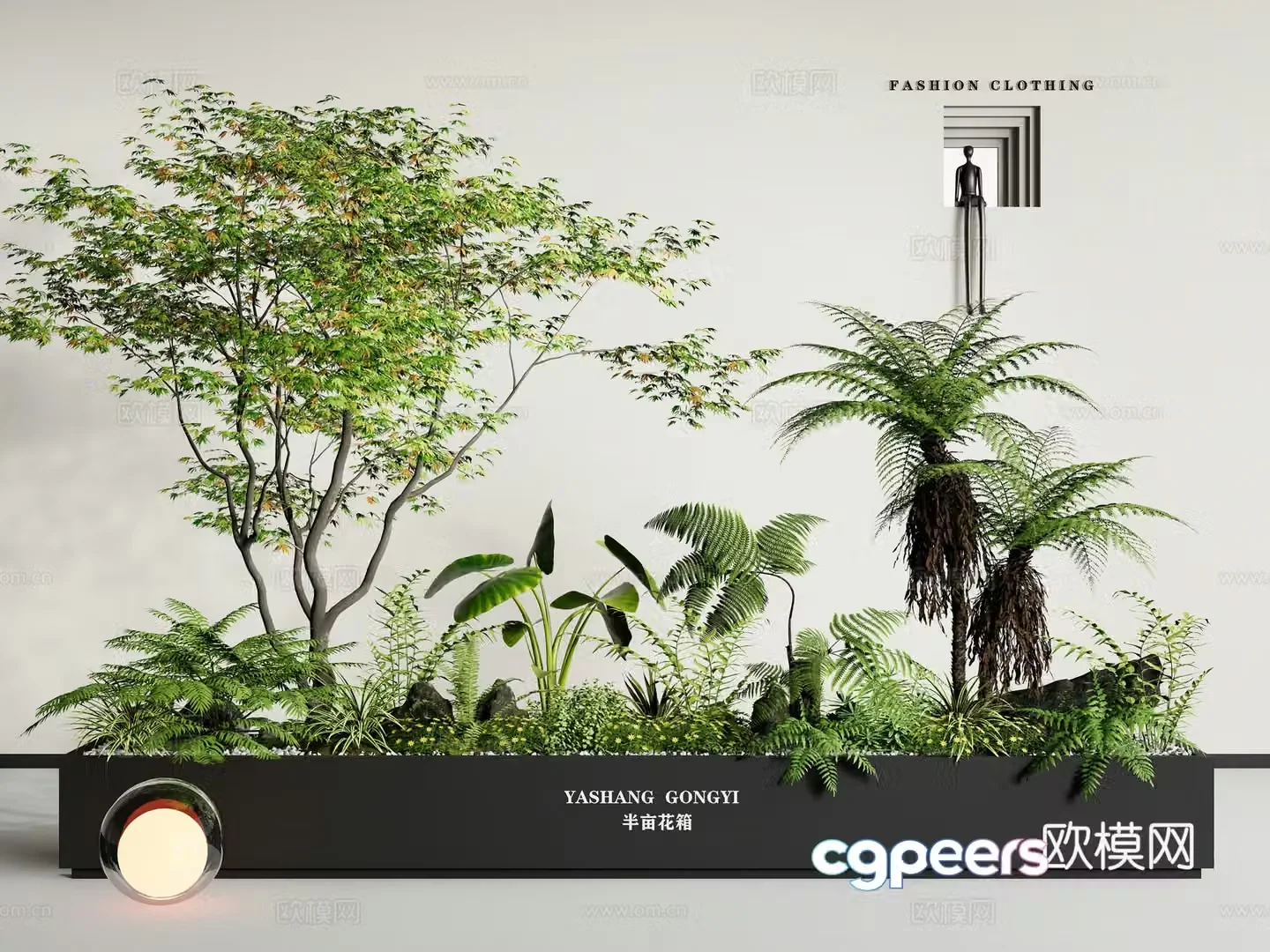 Indoor plant pile landscaping garden sketch fern 3d model