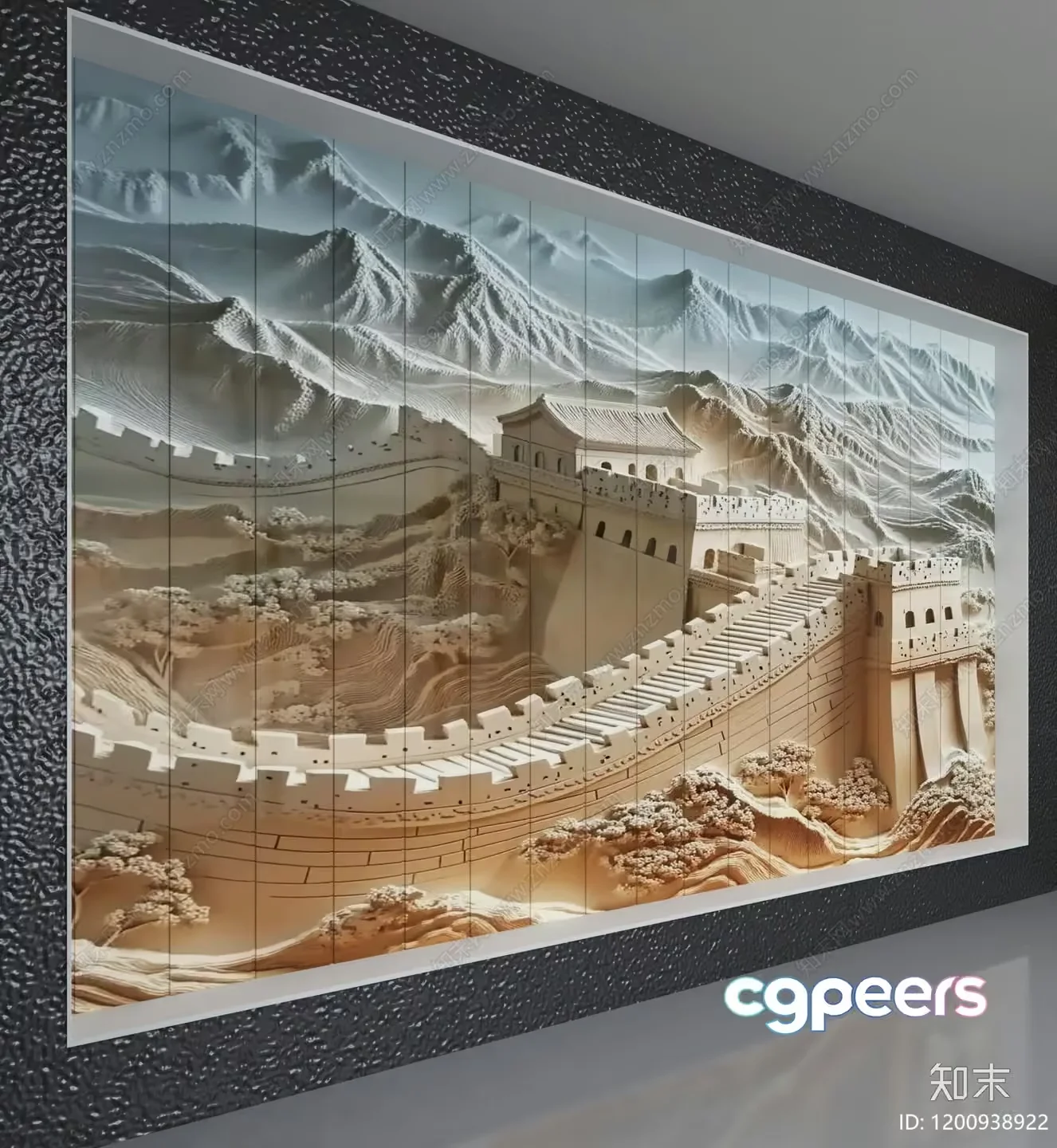 A Chinese-Style Wall Art 3D Model – 4219 – VRAY Render