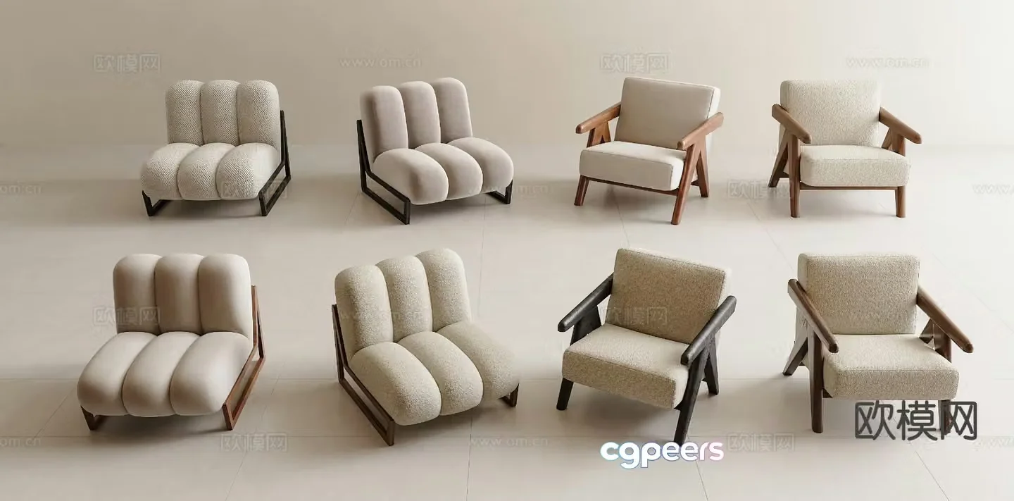 Wabi-sabi chair leisure chair 3d model