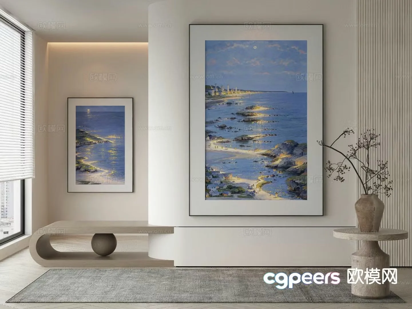Modern landscape painting decorative painting 3d model