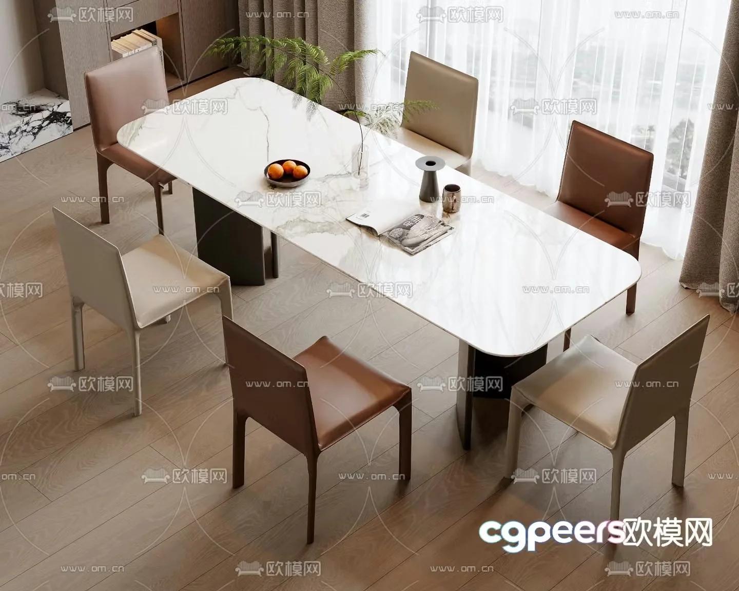 Bar dining table and chairs slate dining table 3d model