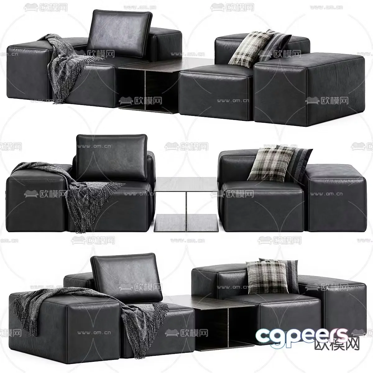 Office sofa leather sofa 3d model