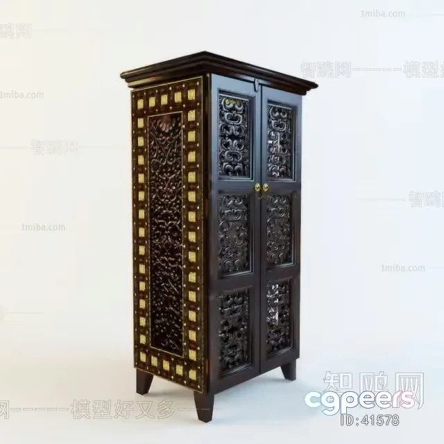 Wooden Cabinet With Ornate Design 3D Model – 15149 – VRAY Render