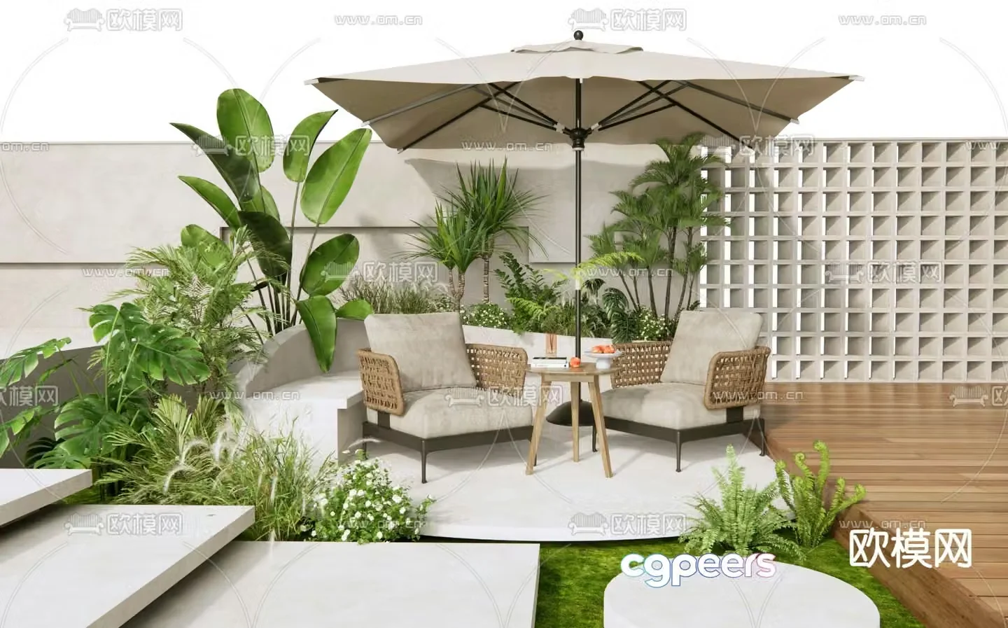 Outdoor chair balcony chair rattan leisure chair 3d model