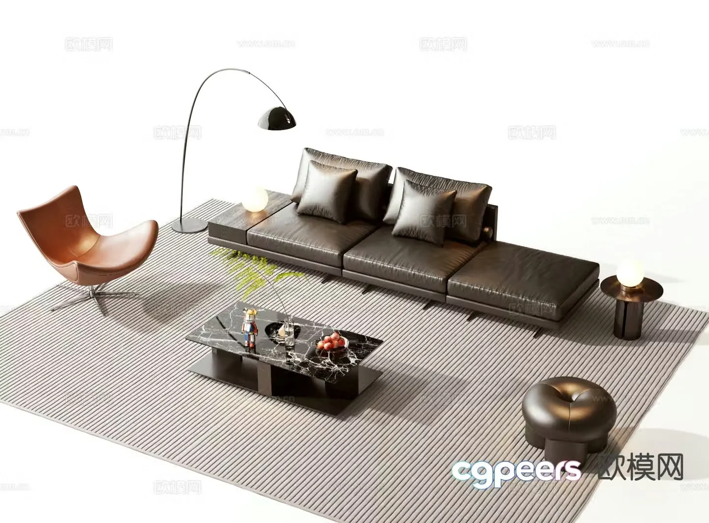 Italian sectional sofa 3d model