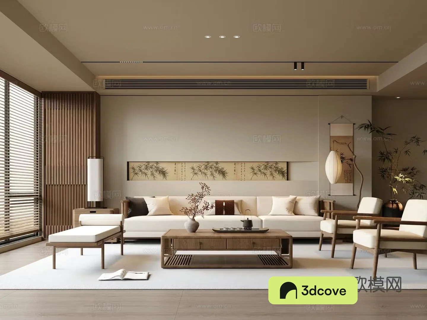 New Chinese Zen Living Room Song’s Living Room Sofa Coffee Table Combination