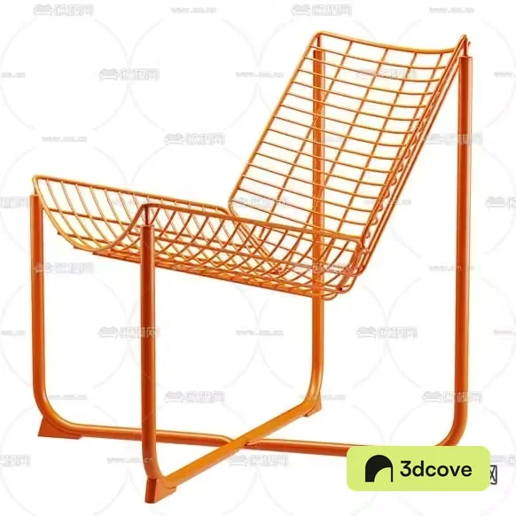A Metal Chair With A Grid Seat