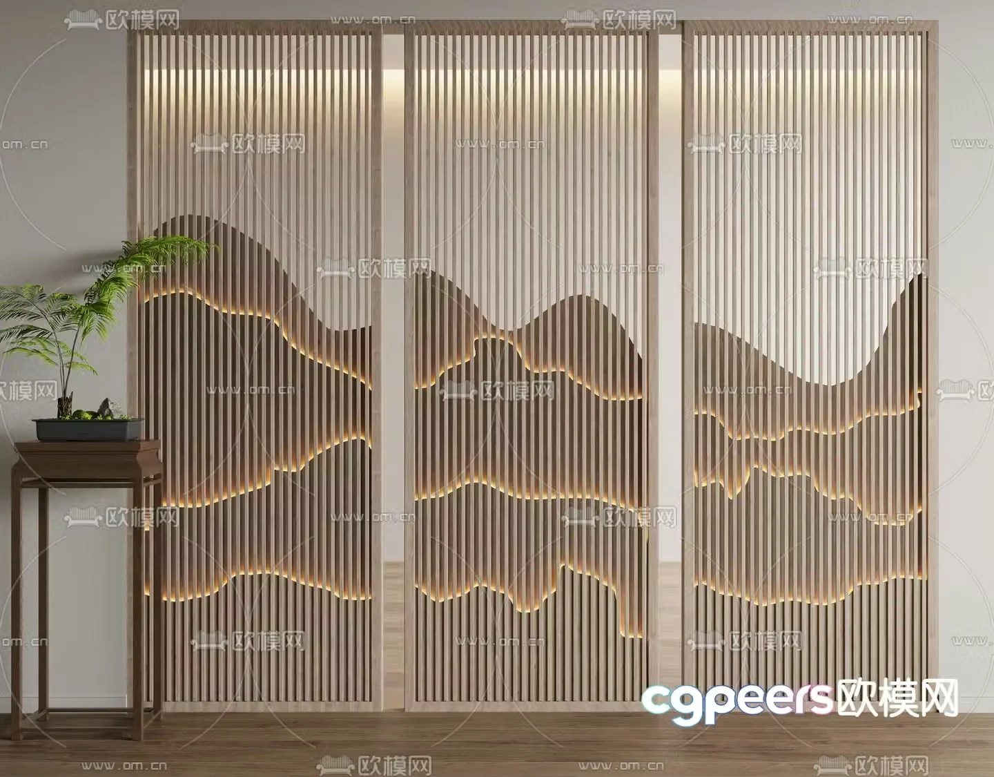 Grid screen landscape partition 3d model