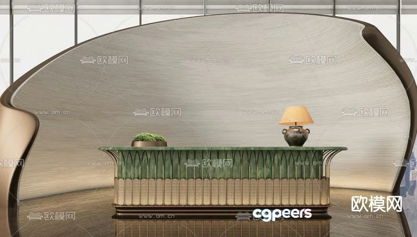 CCD light luxury front desk reception desk service desk 3D model