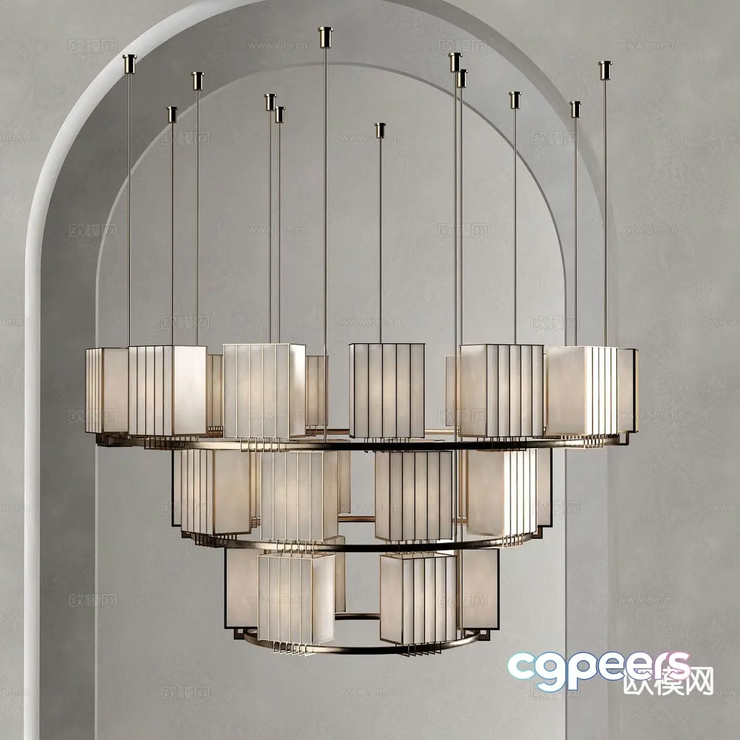 New Chinese style chandelier ring chandelier 3d model