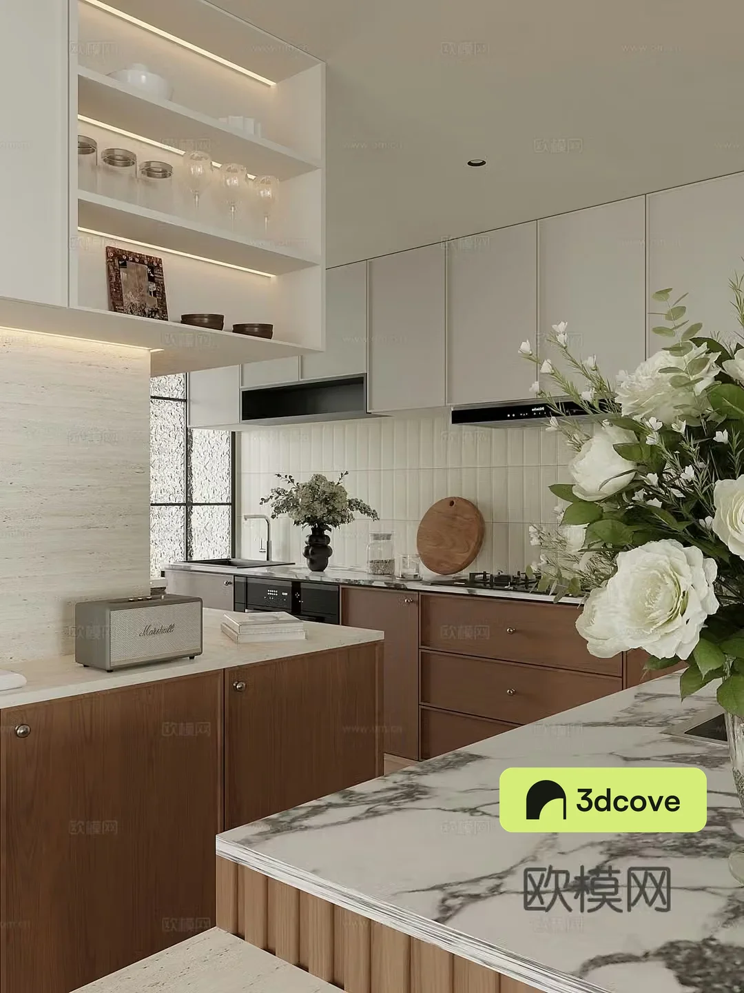 Modern Cream Style Restaurant Cream Medium Old Restaurant Island Restaurant 3D Model
