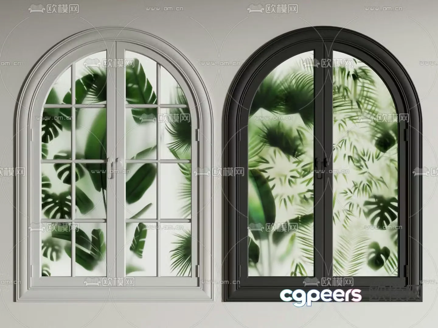 French windows Curved windows Casement window Arched windows 3D model