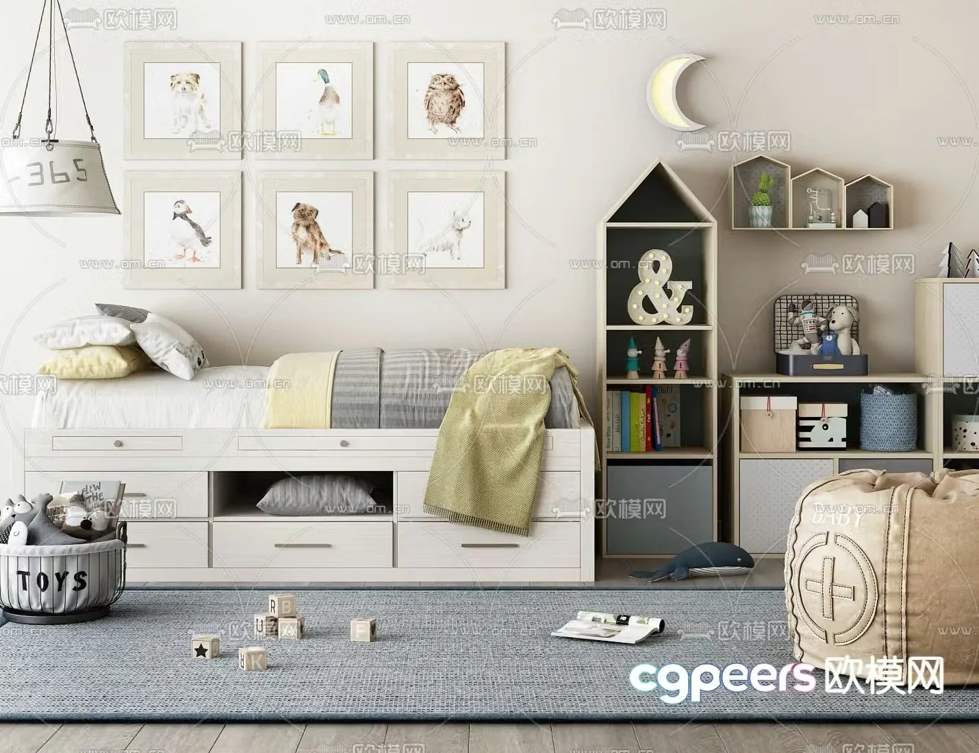 Children’s sofa children’s cabinet cartoon hanging picture 3D model