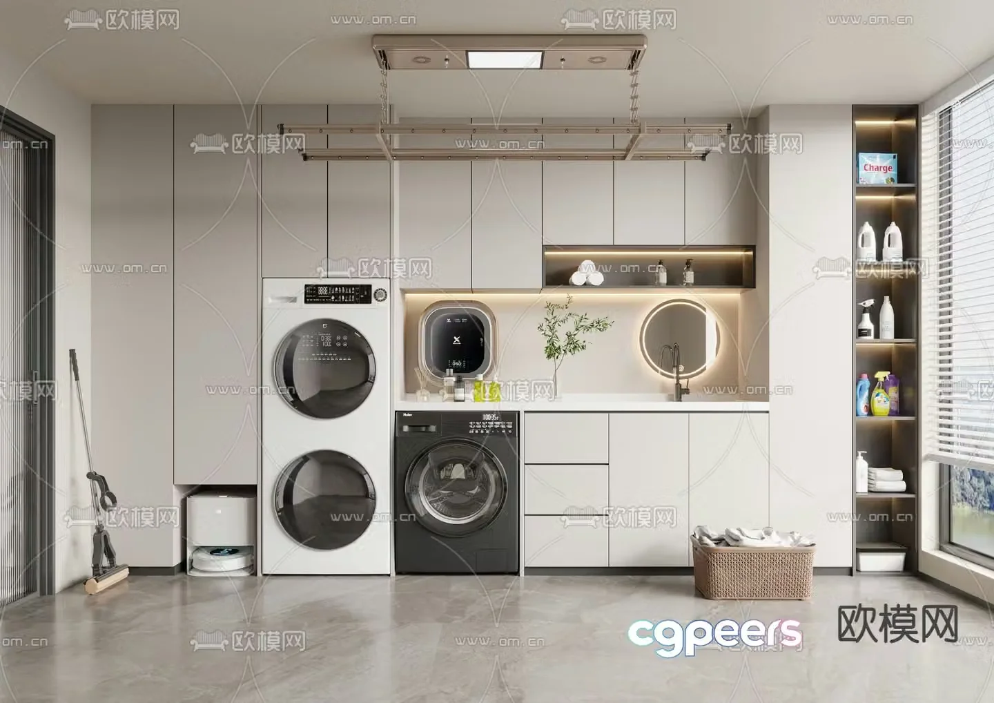 Living balcony laundry room 3d model