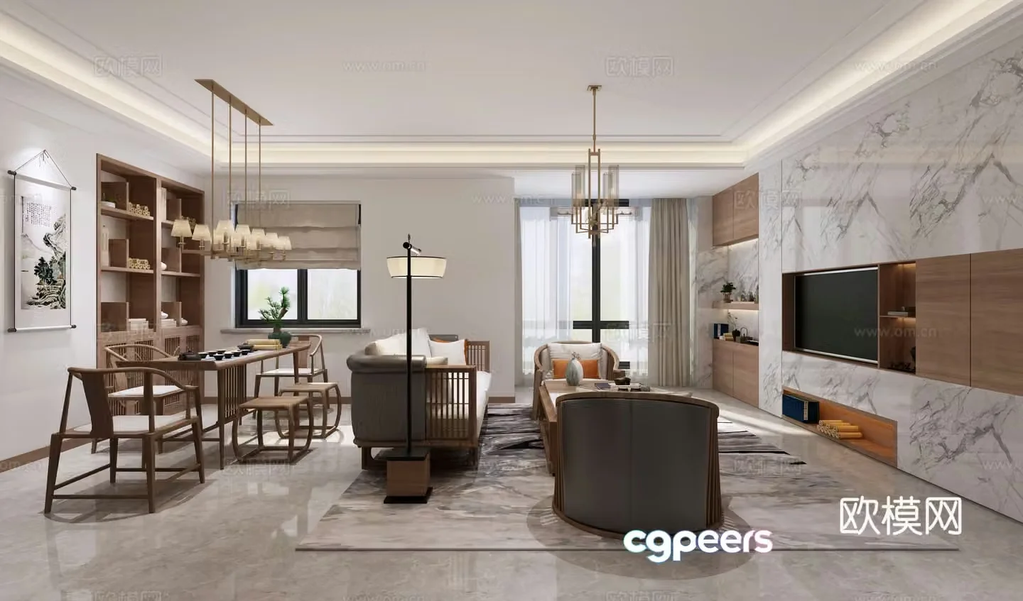 New Chinese style living room 3d model