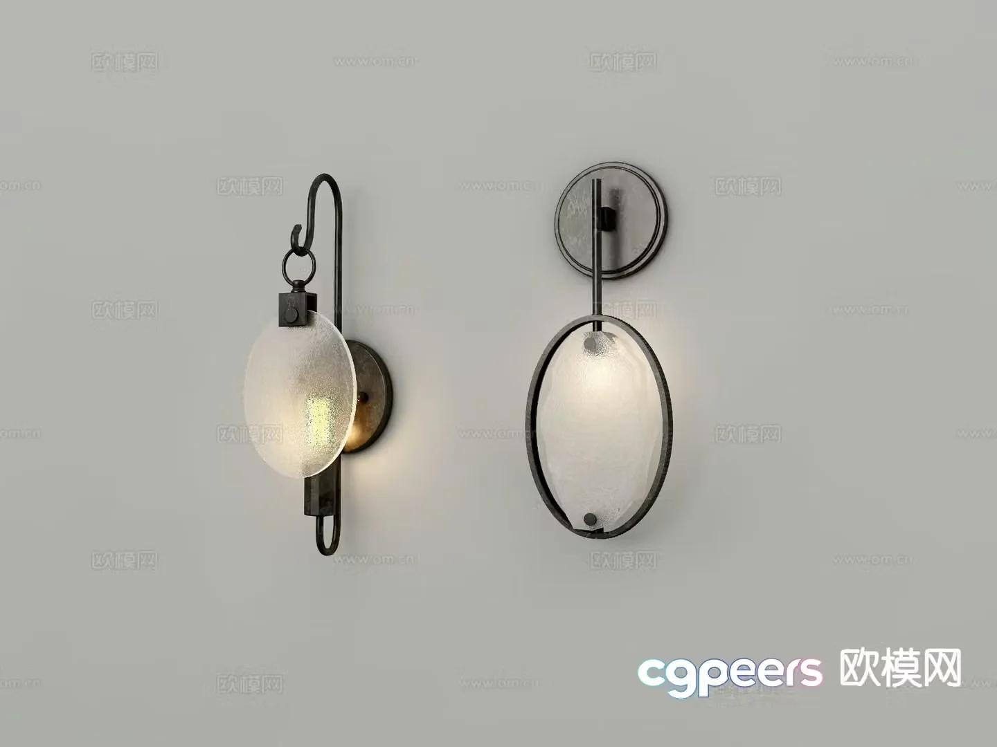 Industrial style wrought iron wall lamp 3d model