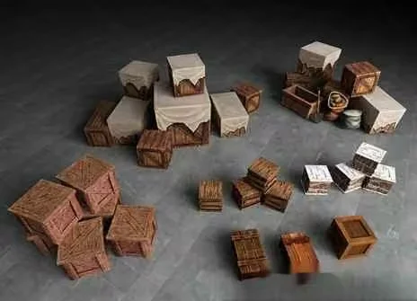 Wooden Boxes 3D Model – 2526 – VRAY Render