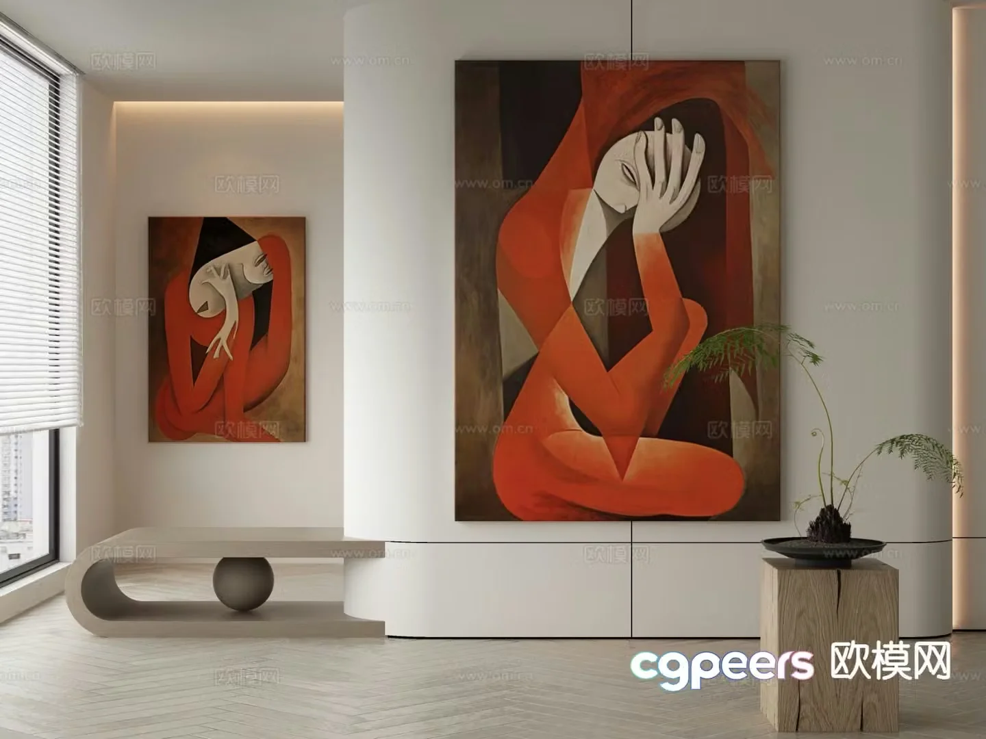 Modern abstract painting decorative painting 3d model