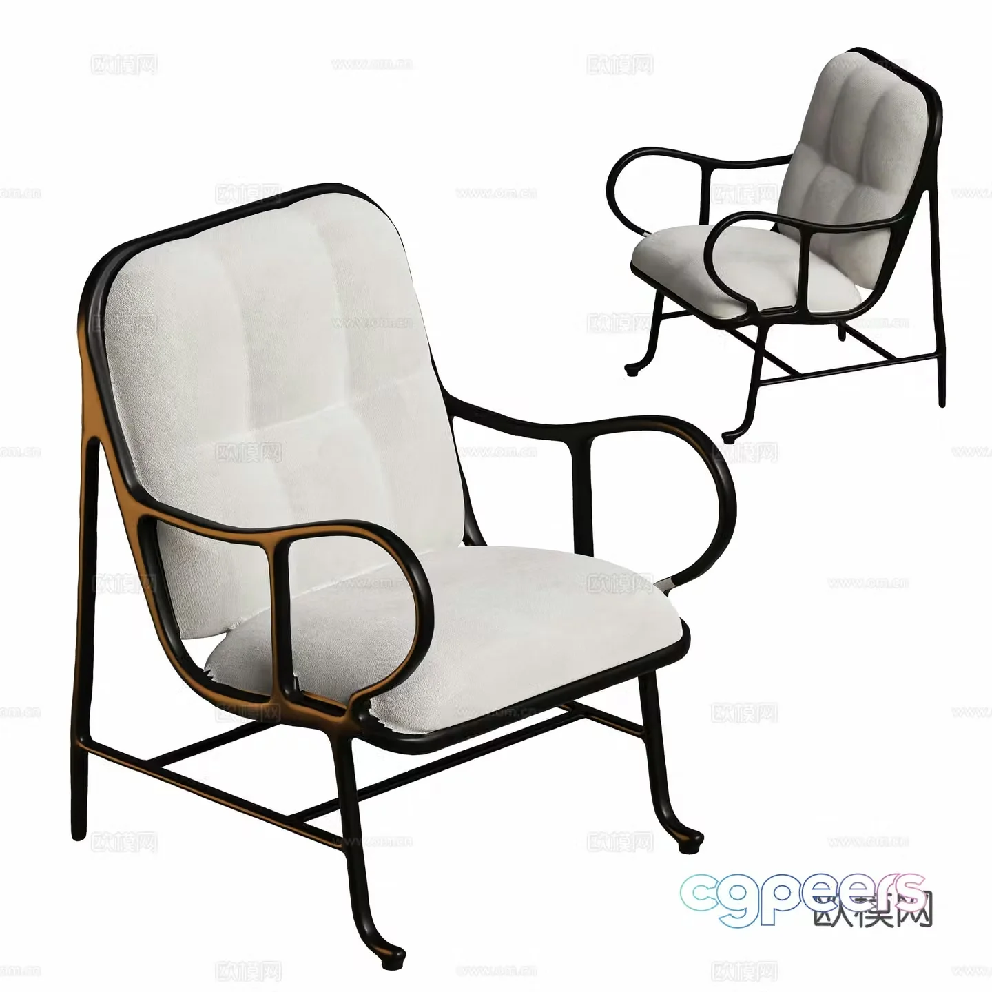 Modern metal leisure chair wrought iron chair 3d model