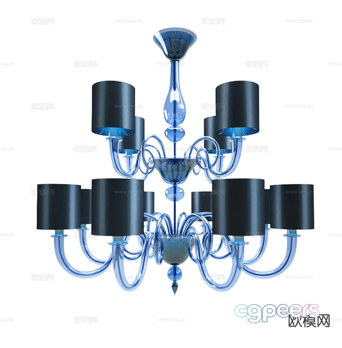 Light luxury multi-head chandelier 3D model