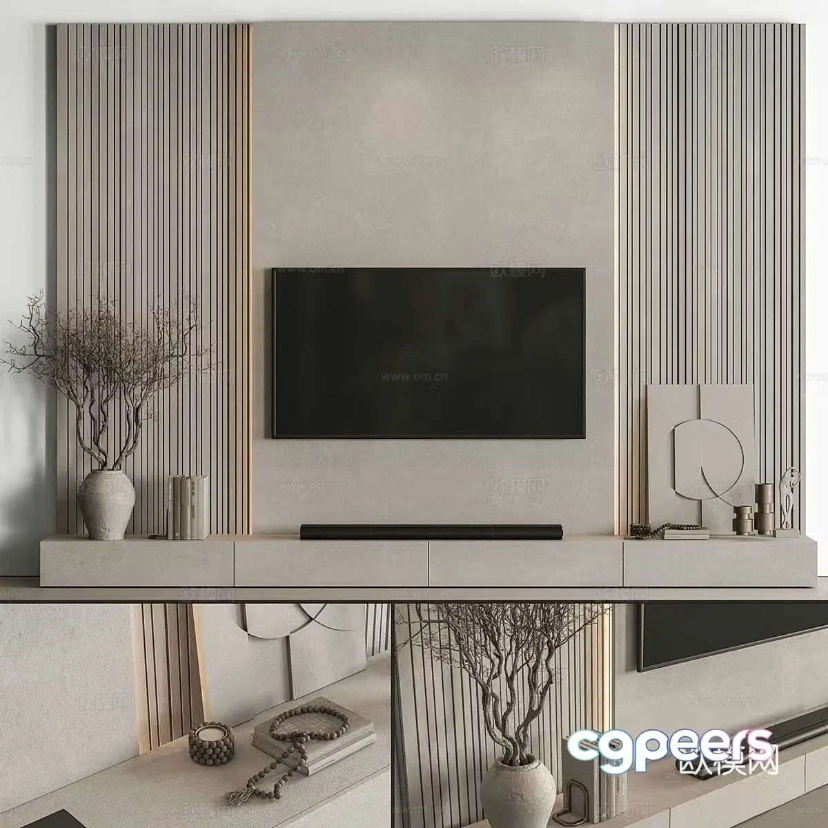 Wabi Sabi TV background wall 3D model