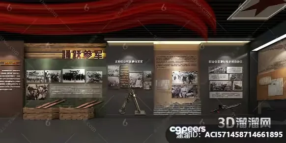 A Museum Exhibit With Military Artifacts 3D Model – 19105 – VRAY Render