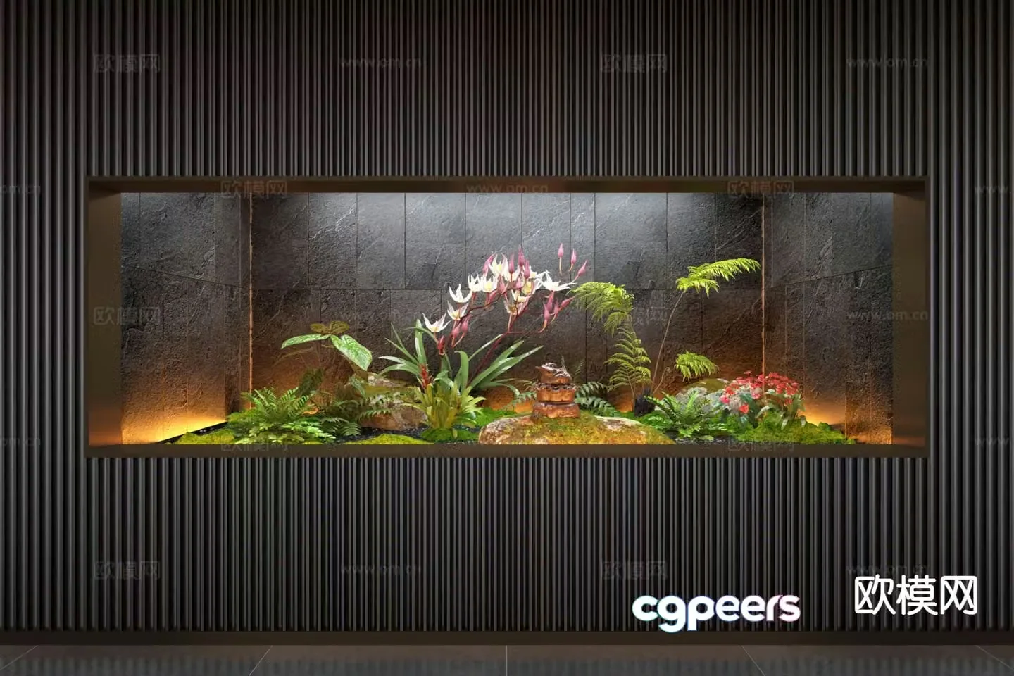 Flower border micro-terrain moss land plant landscaping landscape sketch 3D model