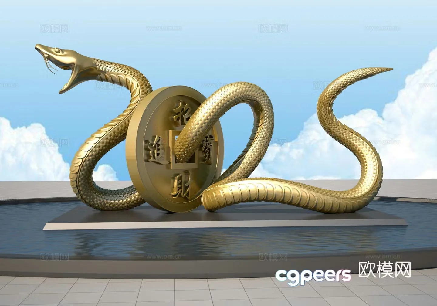 2025 Year of the Snake Sculpture 3D Model