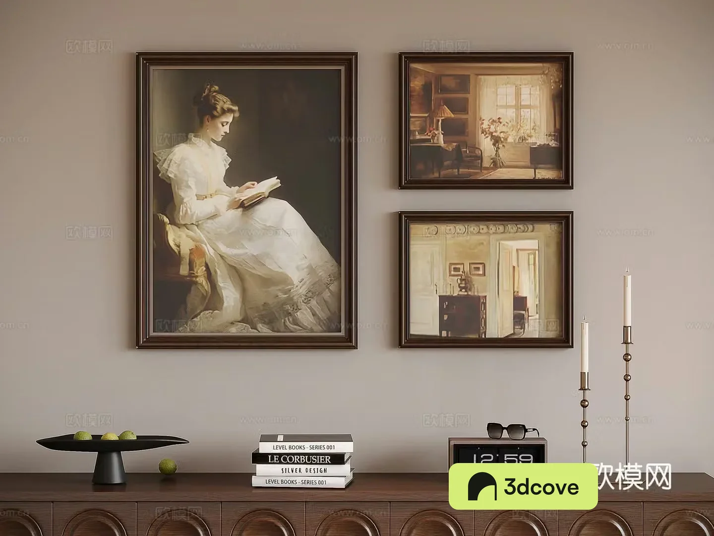 French retro combination painting figure painting decorative painting