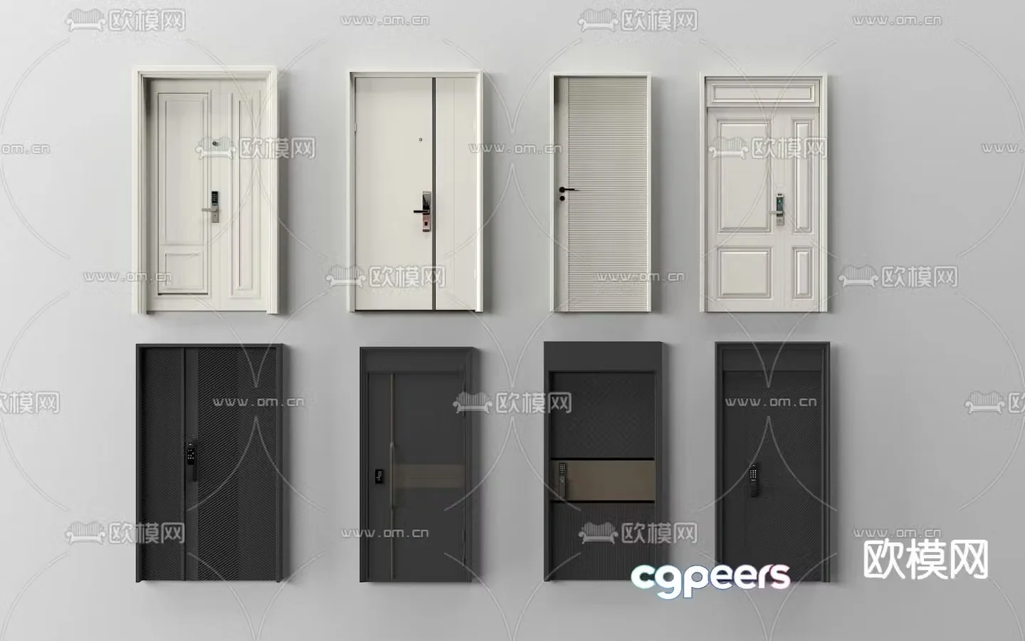 Modern security door entry door 3d model