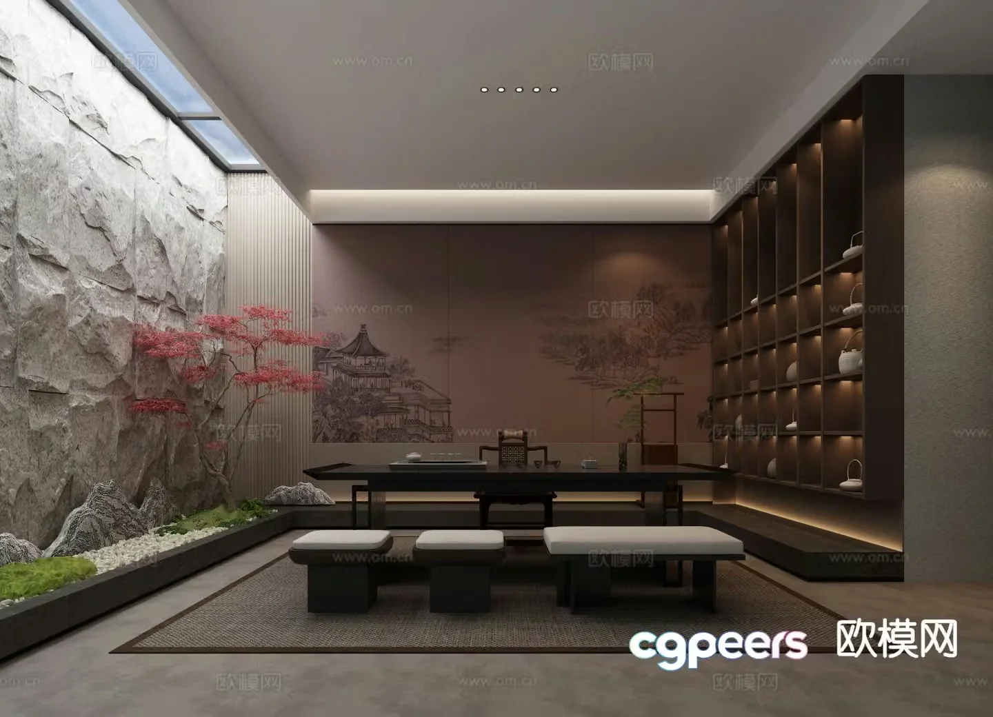New Chinese style tea room club tea room 3d model