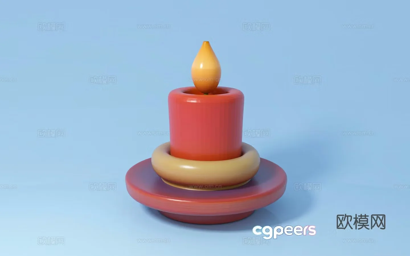 Red candle cartoon style cartoon style candlelight ornament figure decoration beauty prop 3d model