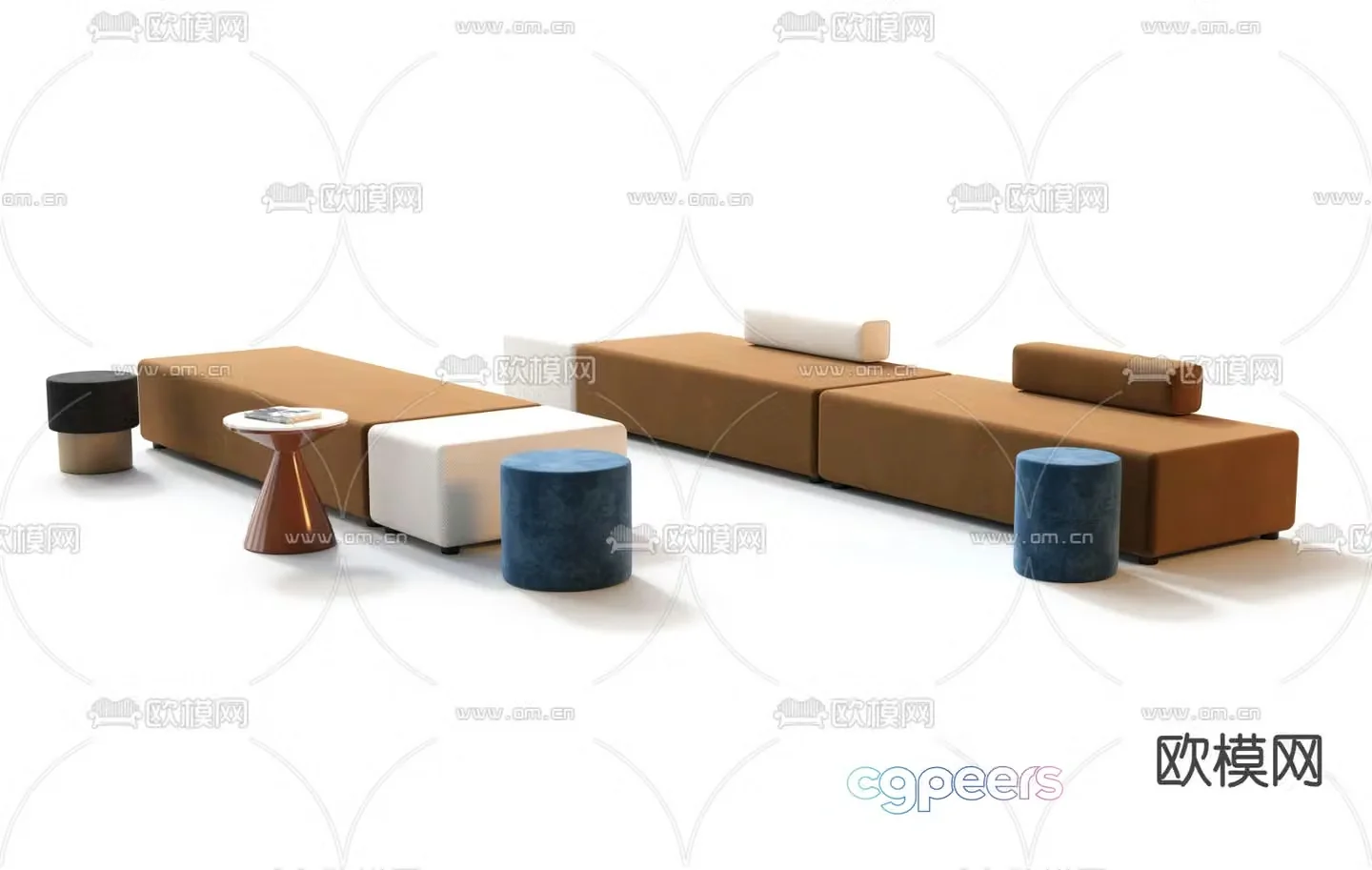 Public Sofa Lobby Sofa Office Sofa 3D Model