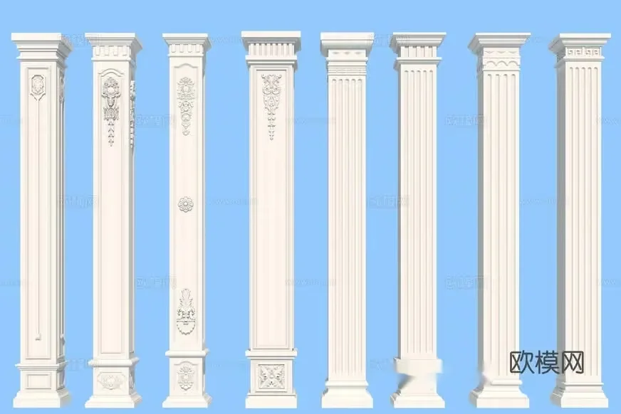 Classic White Pillars 3D Model – 3414 – VRAY Render