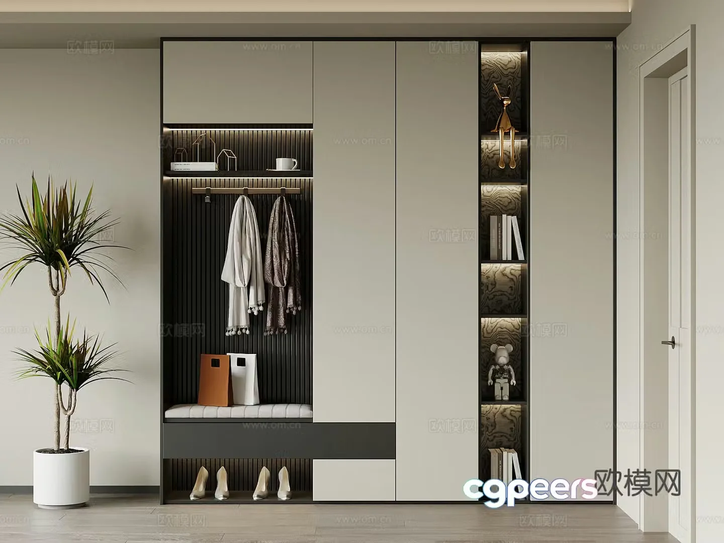Modern Italian style entrance shoe cabinet entrance shoe cabinet 3D model
