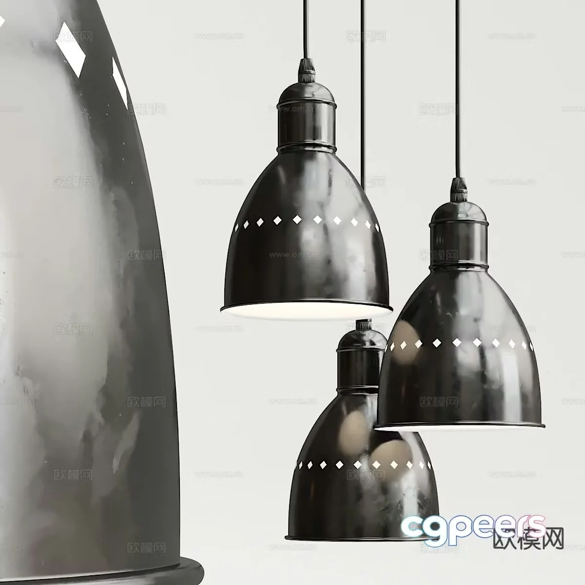 Industrial style wrought iron chandelier 3d model
