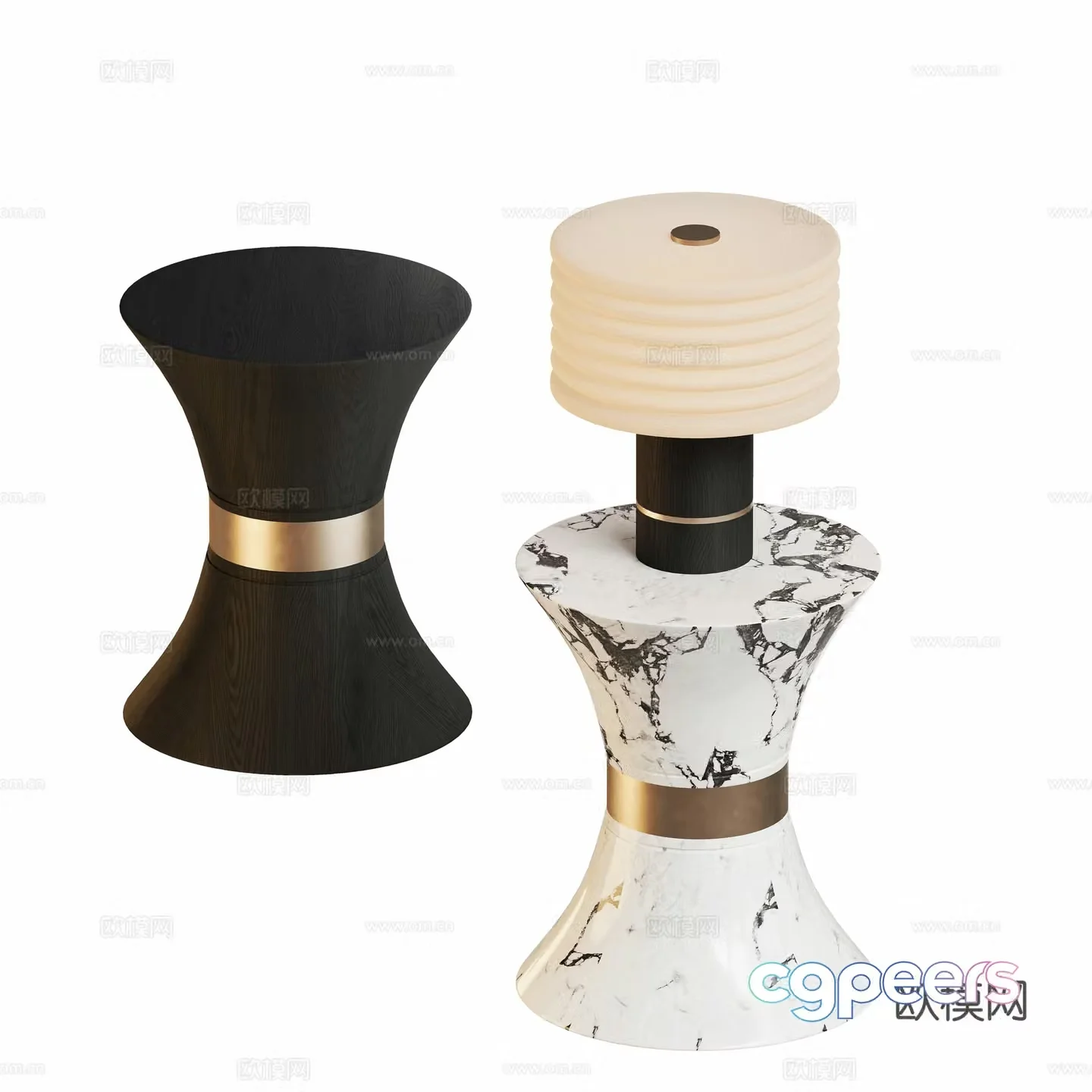 Modern corner table side table round table 3D model