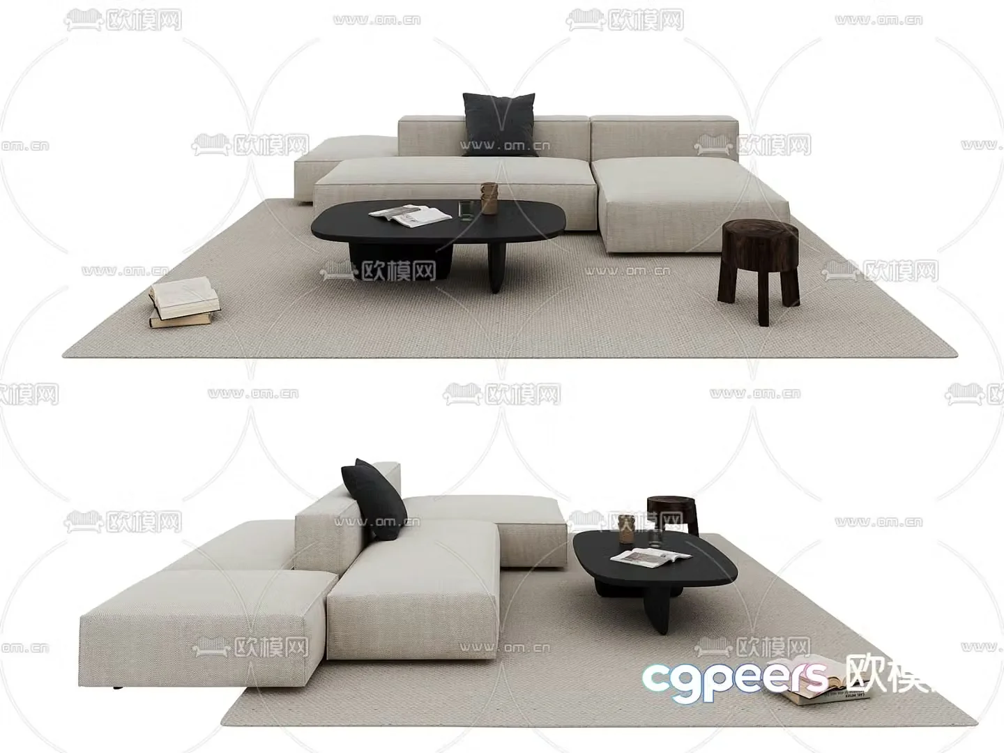 Wabi-sabi style sofa set 3d model