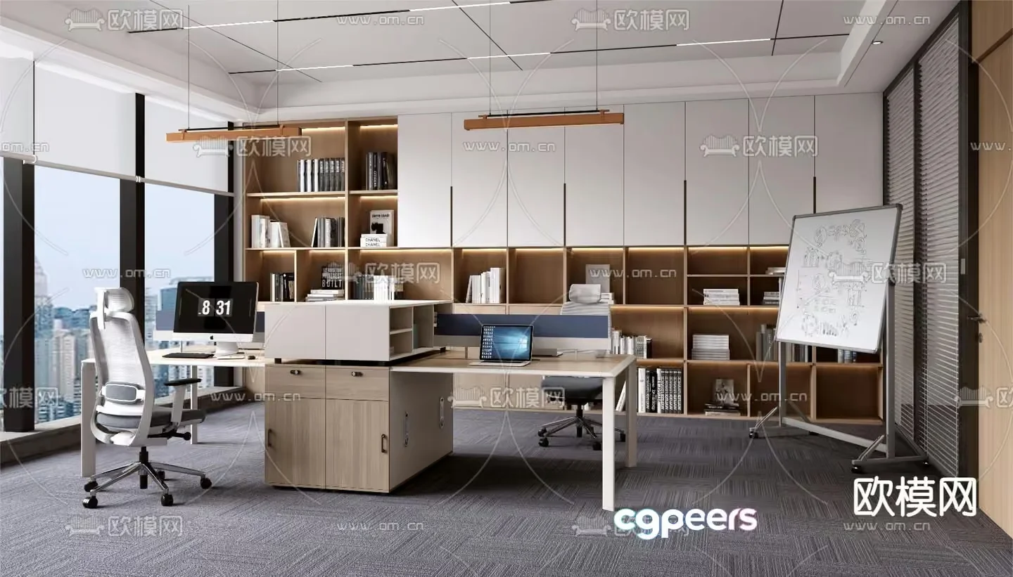 Modern Office Space 3D Model – 18252 – VRAY Render
